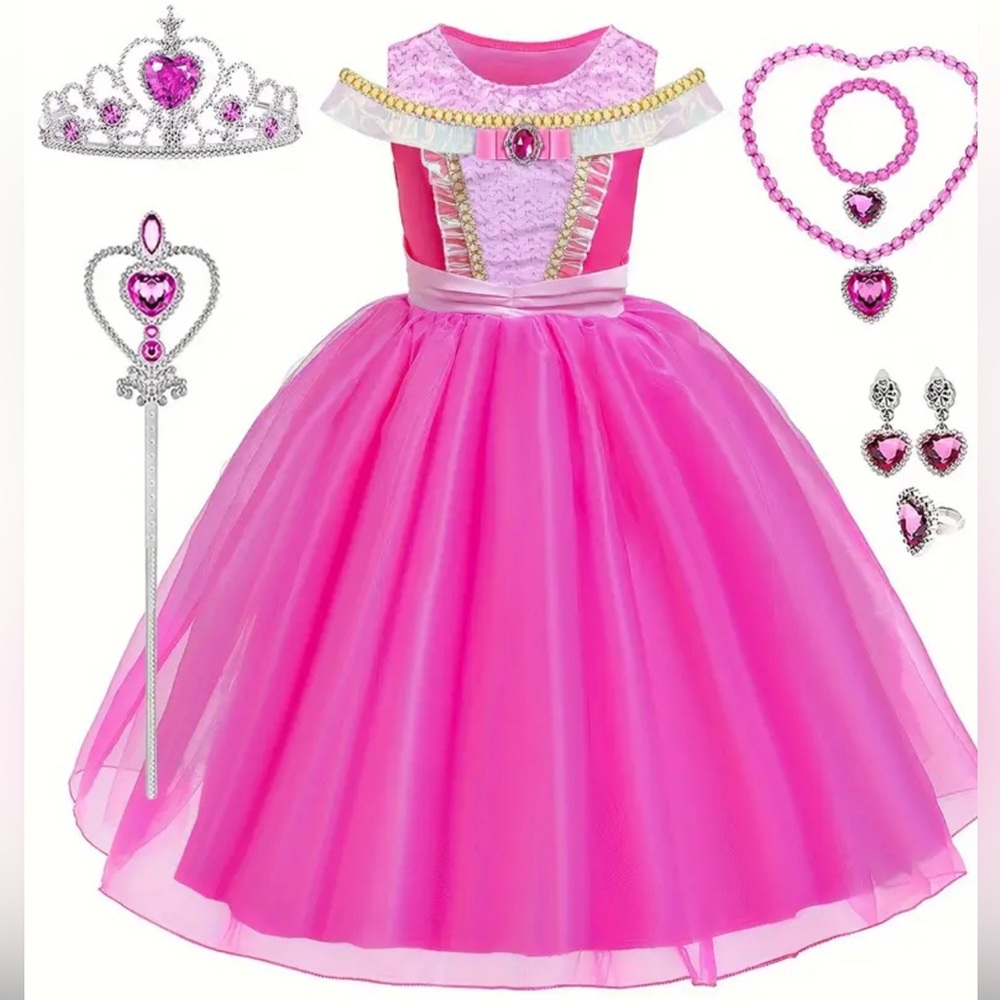 NWT PRINCESS Halloween Costume with CROWN Sz 7-8